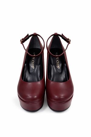 Orion; Bordo Mat Deri,Çıkarılabilir Baretli 12 cm Dolgu Topuklu Ayakkabı 