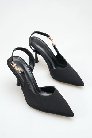 Sandy; Siyah,Toka Detaylı  Klasik İnce 9 cm Topuklu Stiletto