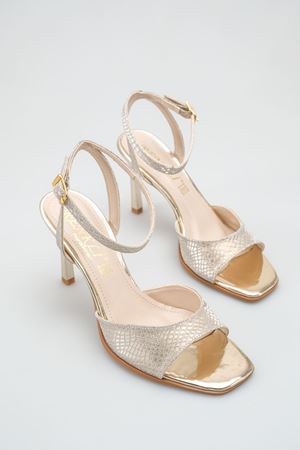 Olivia; Gold-Altın,Desen Detaylı  Klasik İnce 9 cm Topuklu Stiletto 