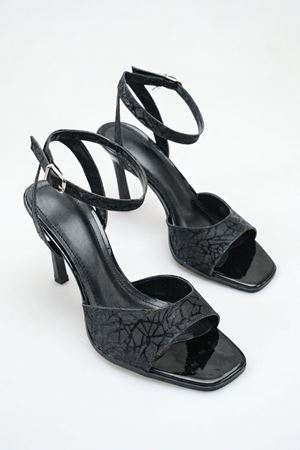 Olivia; Siyah,Desen Detaylı  Klasik İnce 9 cm Topuklu Stiletto