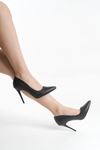 IVY; Kadın,Siyah Mat Deri, 11 cm İnce Topuklu Stiletto 