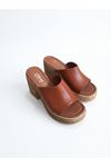 PERA; Taba,9 cm Platform Topuklu Kadın Terlik  