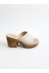 PERA; Bej, 9 cm Platform Topuklu Kadın Terlik 